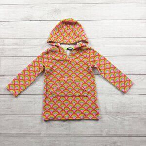 Lands’ End Girls Hooded Cover Up Dress Rainbow Print Terry Swim XXS 2-3